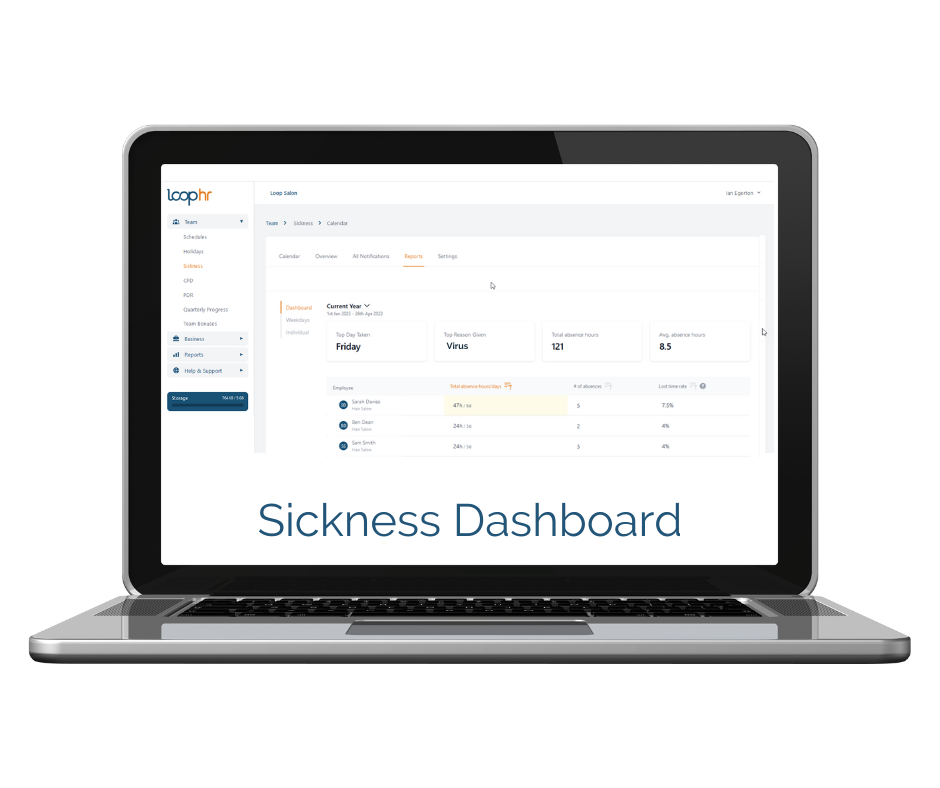 Staff Sickness Records Loop HR Management Software